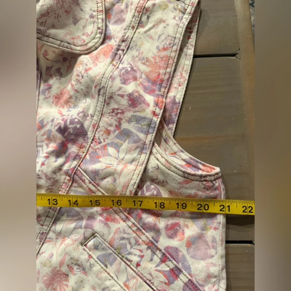 Driftwood Anthropologie Pastel Floral Denim Sleeveless Sweet Romeo Vest Medium - Picture 6 of 7